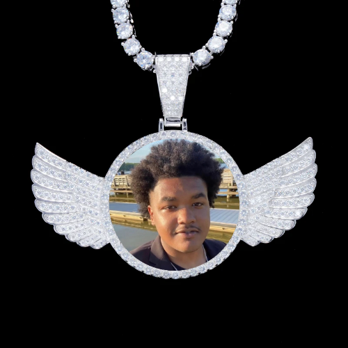 925S & VVS Moissanite 3D Wing Custom Picture Pendant