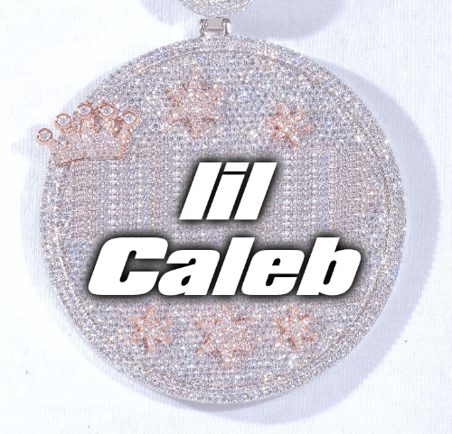 CUSTOM LETTER NECKLACE 3D BIG CROWN DISC