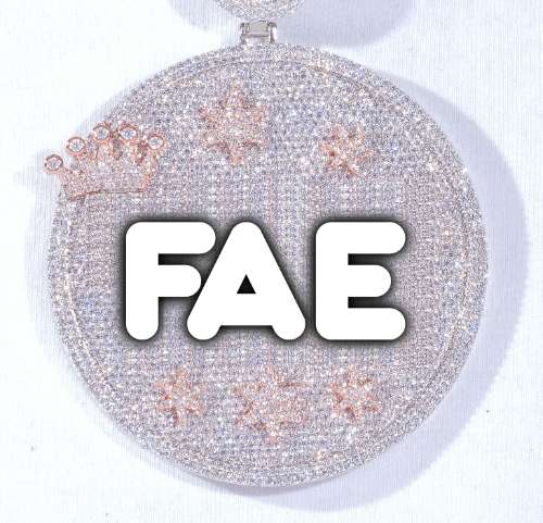 CUSTOM LETTER NECKLACE 3D BIG CROWN DISC