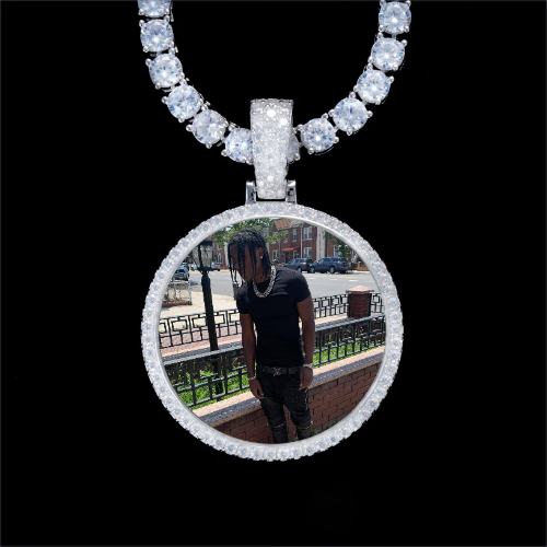 925S & VVS Moissanite 3D Circle Custom Picture Pendant