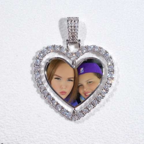 3D Spinning 2-Faced Heart Custom Picture Pendant