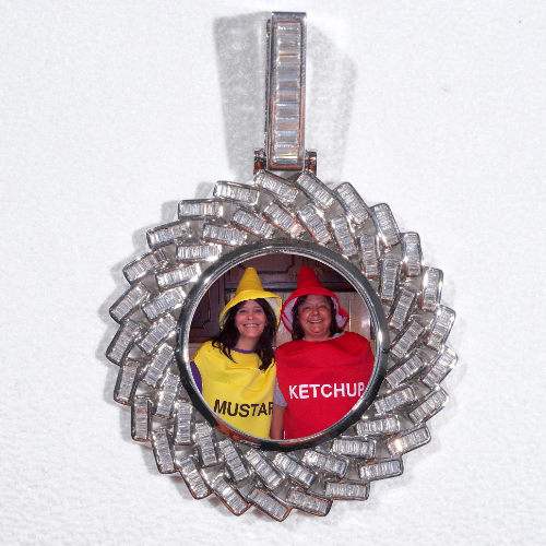Large 3D Baguette Custom Picture Pendant