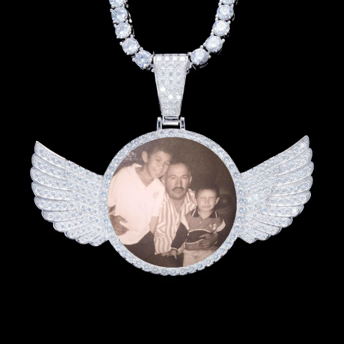 925S & VVS Moissanite 3D Wing Custom Picture Pendant