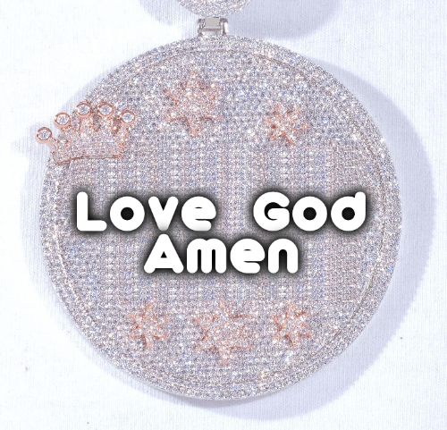 CUSTOM LETTER NECKLACE 3D BIG CROWN DISC