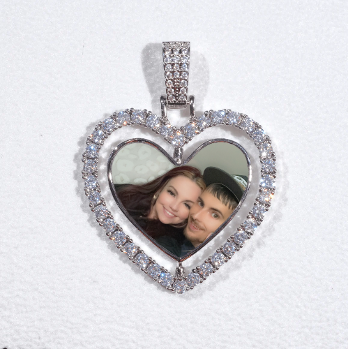 3D Spinning 2-Faced Heart Custom Picture Pendant