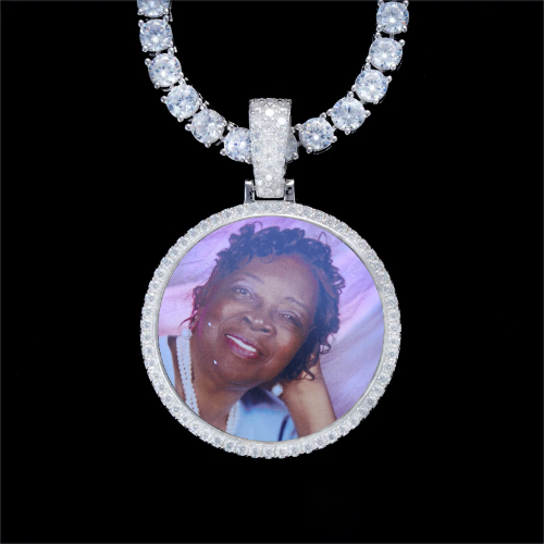 925S & VVS Moissanite 3D Circle Custom Picture Pendant