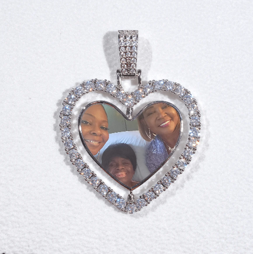 3D Spinning 2-Faced Heart Custom Picture Pendant