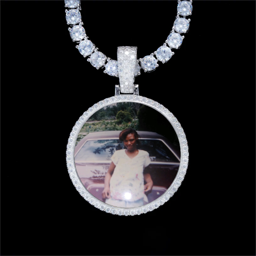 925S & VVS Moissanite 3D Circle Custom Picture Pendant