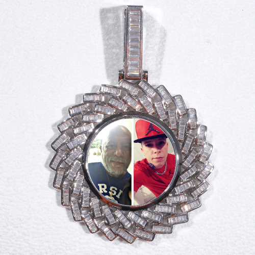 Large 3D Baguette Custom Picture Pendant