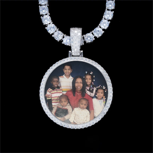 925S & VVS Moissanite 3D Circle Custom Picture Pendant