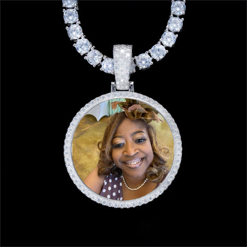 925S & VVS Moissanite 3D Circle Custom Picture Pendant