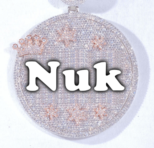 CUSTOM LETTER NECKLACE 3D BIG CROWN DISC