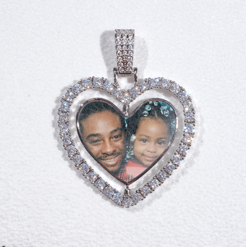 3D Spinning 2-Faced Heart Custom Picture Pendant
