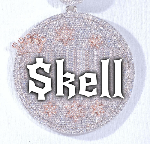 CUSTOM LETTER NECKLACE 3D BIG CROWN DISC
