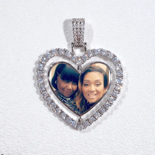 3D Spinning 2-Faced Heart Custom Picture Pendant