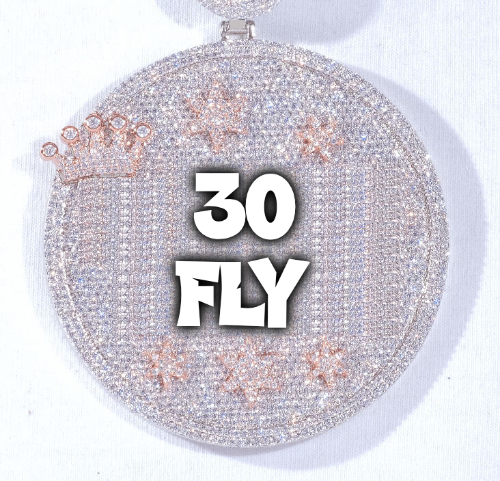 CUSTOM LETTER NECKLACE 3D BIG CROWN DISC