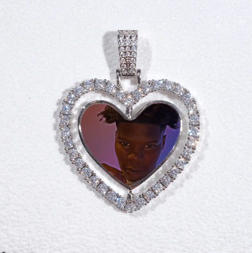 3D Spinning 2-Faced Heart Custom Picture Pendant