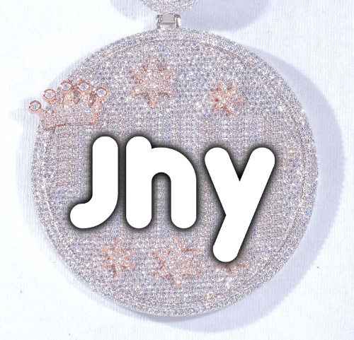 CUSTOM LETTER NECKLACE 3D BIG CROWN DISC