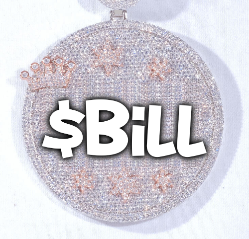 CUSTOM LETTER NECKLACE 3D BIG CROWN DISC