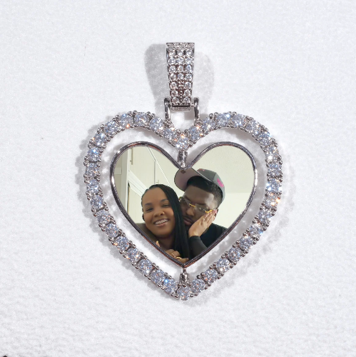 3D Spinning 2-Faced Heart Custom Picture Pendant