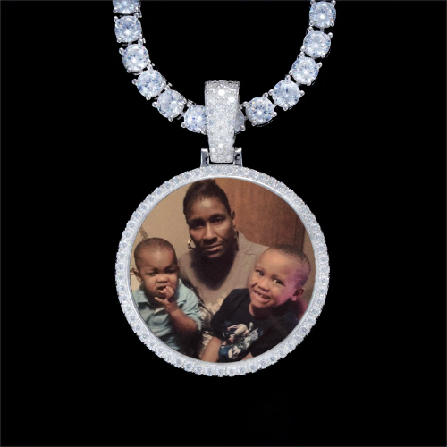 925S & VVS Moissanite 3D Circle Custom Picture Pendant