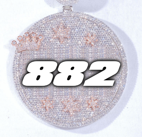 CUSTOM LETTER NECKLACE 3D BIG CROWN DISC