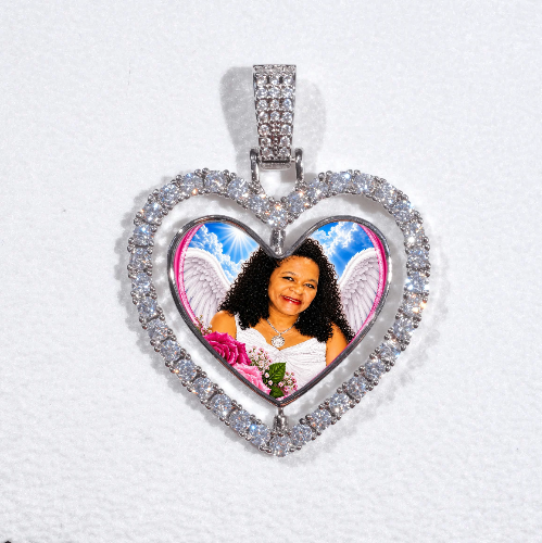 3D Spinning 2-Faced Heart Custom Picture Pendant