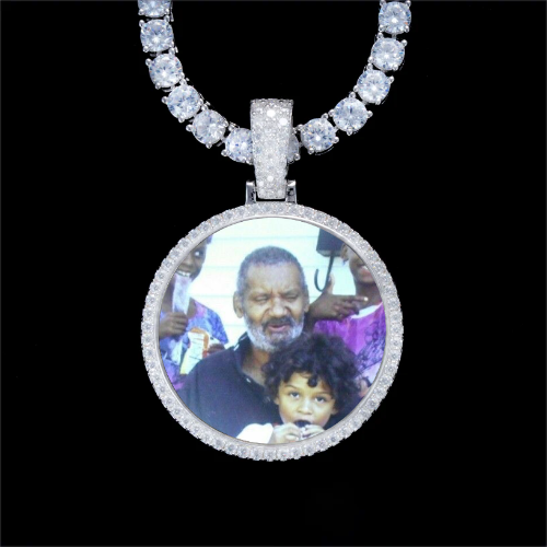 925S & VVS Moissanite 3D Circle Custom Picture Pendant