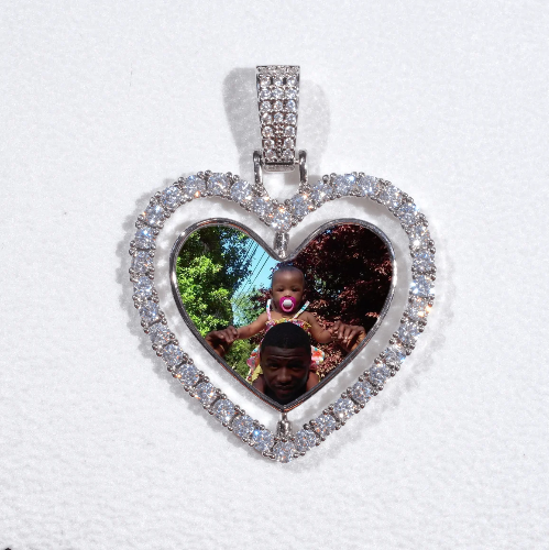 3D Spinning 2-Faced Heart Custom Picture Pendant