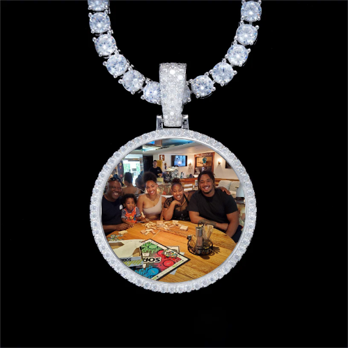 925S & VVS Moissanite 3D Circle Custom Picture Pendant