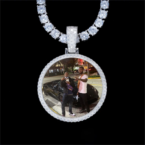 925S & VVS Moissanite 3D Circle Custom Picture Pendant