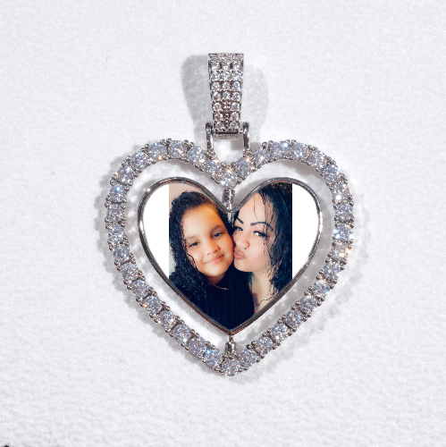 3D Spinning 2-Faced Heart Custom Picture Pendant