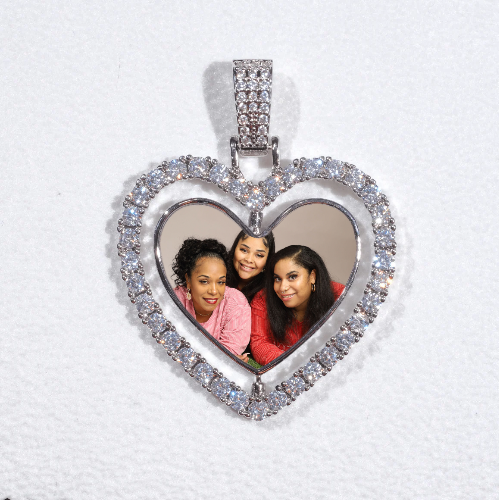 3D Spinning 2-Faced Heart Custom Picture Pendant