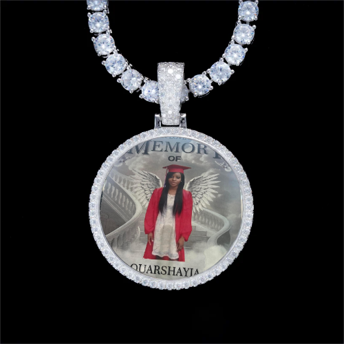 925S & VVS Moissanite 3D Circle Custom Picture Pendant
