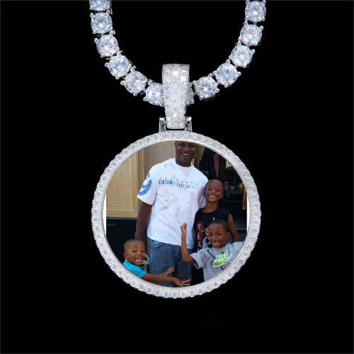 925S & VVS Moissanite 3D Circle Custom Picture Pendant