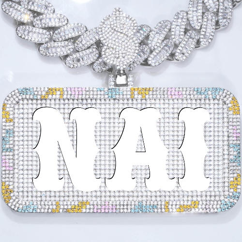 CUSTOM LETTER NECKLACE 3D COLORFUL SQUARE