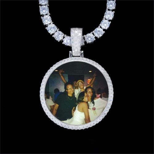 925S & VVS Moissanite 3D Circle Custom Picture Pendant
