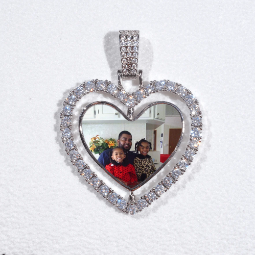 3D Spinning 2-Faced Heart Custom Picture Pendant
