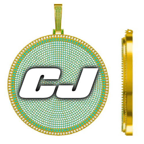 CUSTOM LETTER NECKLACE 3D BIG DISC