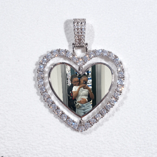 3D Spinning 2-Faced Heart Custom Picture Pendant