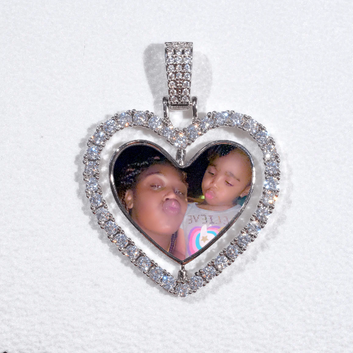 3D Spinning 2-Faced Heart Custom Picture Pendant