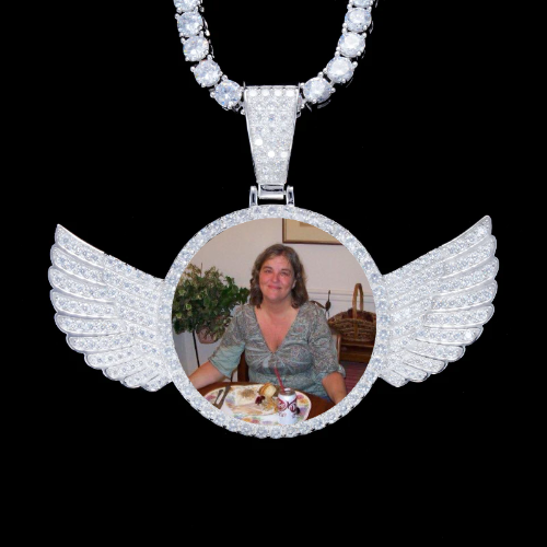 925S & VVS Moissanite 3D Wing Custom Picture Pendant