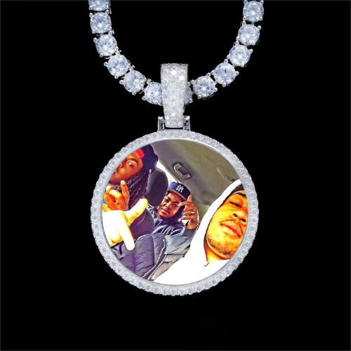925S & VVS Moissanite 3D Circle Custom Picture Pendant