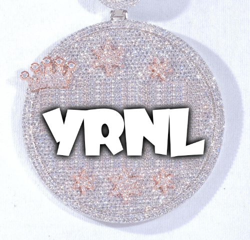 CUSTOM LETTER NECKLACE 3D BIG CROWN DISC