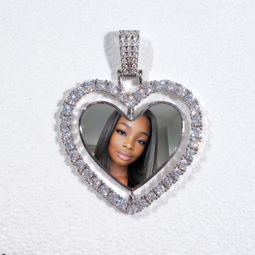 3D Spinning 2-Faced Heart Custom Picture Pendant