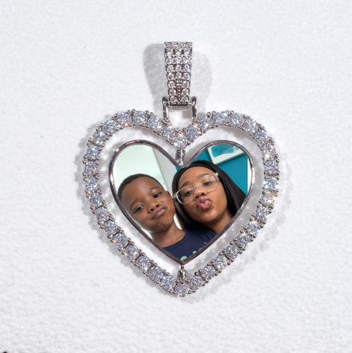 3D Spinning 2-Faced Heart Custom Picture Pendant