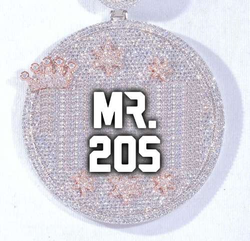CUSTOM LETTER NECKLACE 3D BIG CROWN DISC