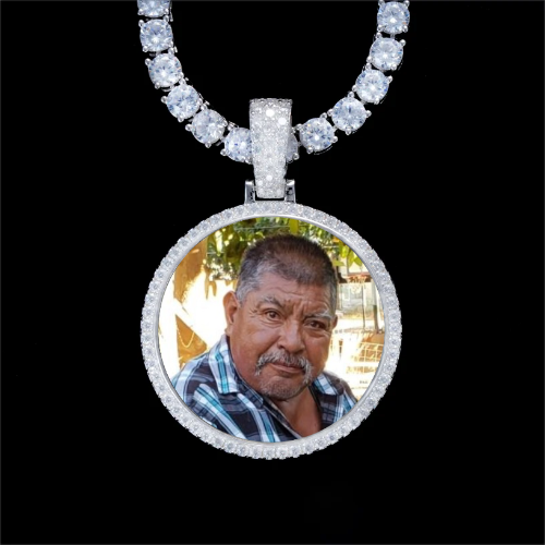 925S & VVS Moissanite 3D Circle Custom Picture Pendant