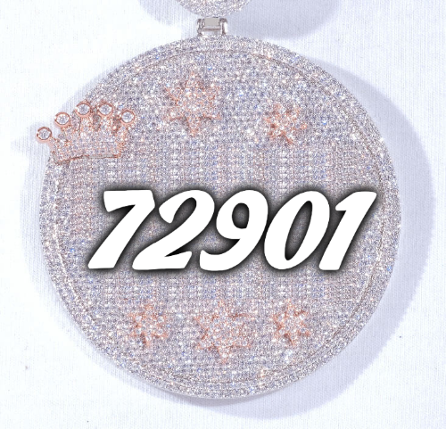 CUSTOM LETTER NECKLACE 3D BIG CROWN DISC