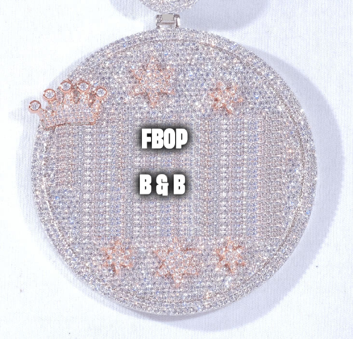 CUSTOM LETTER NECKLACE 3D BIG CROWN DISC